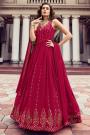 Red Georgette Embellished Anarkali Dress