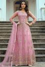 Light Pink Net Embellished Anarkali Dress