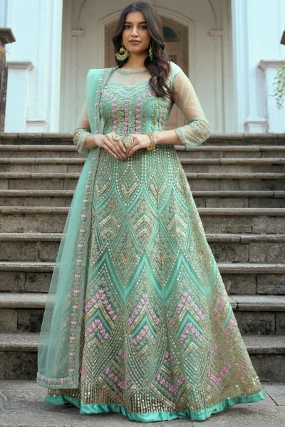 Aqua Net Embellished Anarkali Dress