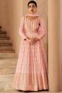 Peach Chinon Embroidered Anarkali Suit