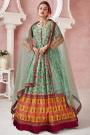 Ready To Wear Multicolor Bagru Style Printed Silk Anarkali Dress