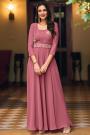 Ready To Wear Blush Pink Georgette Embellished Indo-Western Maxi Dress