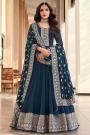 Navy Teal Georgette Embroidered Anarkali Gown
