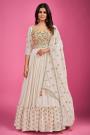 Ready To Wear Off White Embroidered Chinon Silk Anarkali Dress