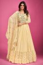 Ready To Wear Pale Yellow Embroidered Georgette Anarkali Dress