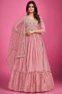 Ready To Wear Blush Pink Embroidered Chinon Silk Anarkali Dress
