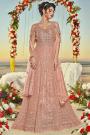 Ready To Wear Peach Pink Net Embroidered Anarkali Suit