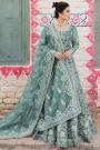 Dusty Aqua Net Embroidered Anarkali Dress