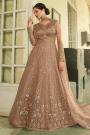 Bronzy Brown Beautifully Embroidered Net Anarkali Dress