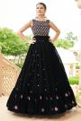 Black Georgette Embellished Indo-Western Anarkali Style Dress