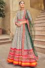 Ready To Wear Multicolor Patola Printed Silk Anarkali Dress With Dupatta & Belt