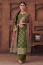 Forest Green Jacquard Silk Kurta Set With Bandhani Printed Dupatta