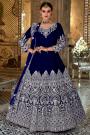 Royal Blue Velvet Embroidered Anarkali Dress