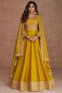 Yellow Silk Embroidered Anarkali Dress