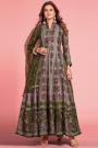 Ready To Wear Grey/ Multicolor Kalamkari Printed Silk Anarkali Dress
