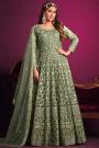 Fern Green Embroidered Net Anarkali Dress