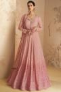 Soft Pink ombre Georgette Embroidered Anarkali Dress With Dupatta