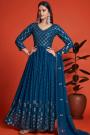 Dark Blue Georgette Embroidered Anarkali Dress