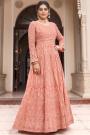 Dusty Peach Georgette Embroidered Anarkali Dress With Dupatta