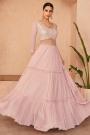 Ready to Wear Subtle Pink Chinon Indo Western Top & Skirt style set With Dupatta