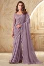 Lilac Embroidered Silk-Georgette Saree