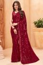 Red Georgette Sequin Embroidered Saree
