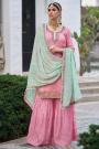Ready To Wear Light Pink Georgette Embroidered Sharara Set
