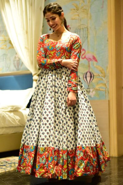 Ready To Wear Multicolor Printed Indo-Western Cotton-Silk Maxi Dress