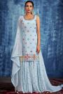 Ready To Wear Light Blue Georgette Embroidered Sharara Set