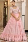 Ready To Wear Light Pink Georgette Embroidered Indo-Western Anarkali Dress