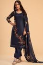 Deep Navy Blue Georgette Embroidered Kurta Set