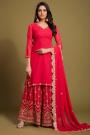 Ready To Wear Red Georgette Embroidered Kurta Set
