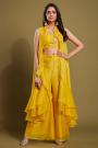 Ready To Wear Yellow Organza 3 Piece Indo-Western Attire