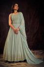 Ready To Wear Light Blue Georgette Embroidered Anarkali Dress With Dupatta