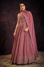 Ready To Wear Light Burgundy Georgette Embroidered Anarkali Dress With Dupatta