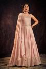 Ready To Wear Baby Pink Georgette Embroidered Anarkali Dress With Dupatta