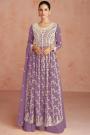 Lavender Georgette Embroidered Side Slit Anarkali Dress