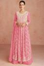 Light Pink Georgette Embroidered Side Slit Anarkali Dress