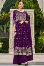 Plum Purple Georgette Embroidered Anarkali Dress