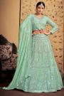 Ready To Wear Mint Green Georgette Embroidered Lehenga Set