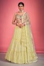 Ready To Wear Cream Yellow Georgette Embroidered Lehenga Set