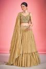Ready To Wear Beige Georgette Embroidered Lehenga Set