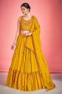 Ready To Wear Mustard Georgette Embroidered Lehenga Set