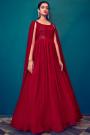 Ready To Wear Red Georgette Designer Anarkali Gown