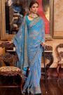 Blue Lehariya Georgette Embroidered Saree
