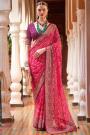 Red Pink Bandhani Georgette Embroidered Saree