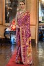 Plum Silk Patola  Printed & Embellished Saree