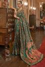 Bottle Green Silk Patola  Printed & Embellished Saree