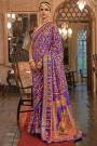 Purple Silk Patola  Printed & Embellished Saree
