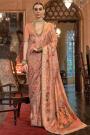 Peach Silk Patola  Printed & Embellished Saree